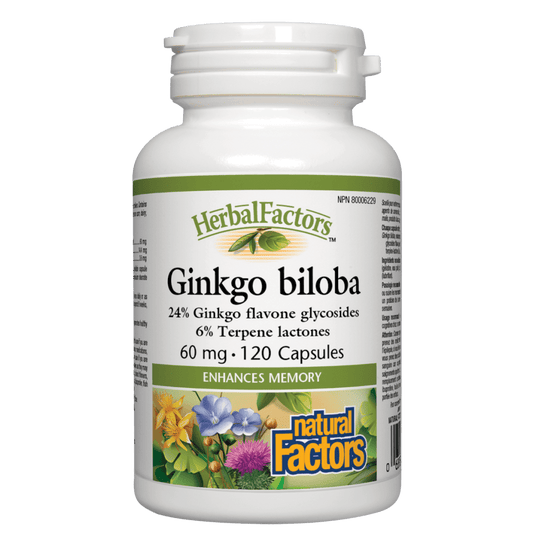 Natural Factors   Ginkgo biloba 60 mg, HerbalFactors®   120 capscaps