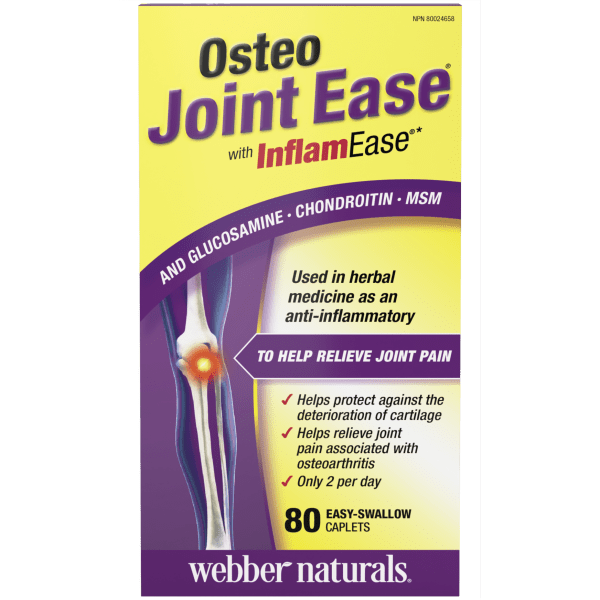 Webber Naturals - Osteo Joint Ease® with InflamEase® and Glucosamine
Chondroitin MSM - 80 Caplets