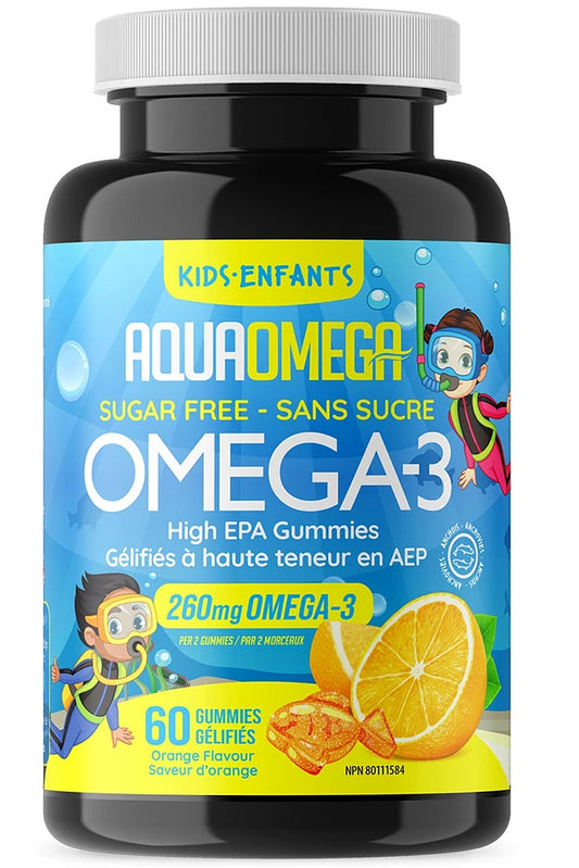 AQUAOMEGA    Kids Gummies Sugar Free Fish Oil Omega3    AQUAOMEGA    Kids Gummies Sugar Free Fish Oil Omega3    Kids EPA Gummies Orange 60ct