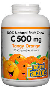 Natural Factors C 500 mg 100% Natural Fruit Chew (Tangy Orange) 180 chews