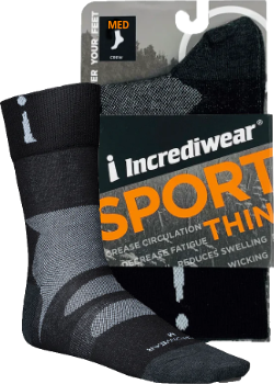 Incrediwear Sport Socks Thin Crew Colour: Black
Clothing Size: Medium