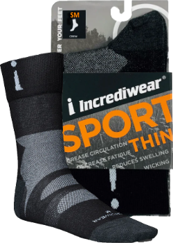 Incrediwear Sport Socks Thin Crew Colour: Black
Clothing Size: Small