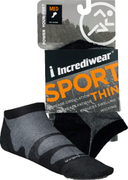 Incrediwear Sport Socks Thin No Show Colour: Black
Clothing Size: Medium