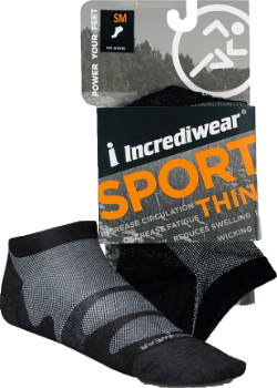 Incrediwear Sport Socks Thin No Show Colour: Black
Clothing Size: Small