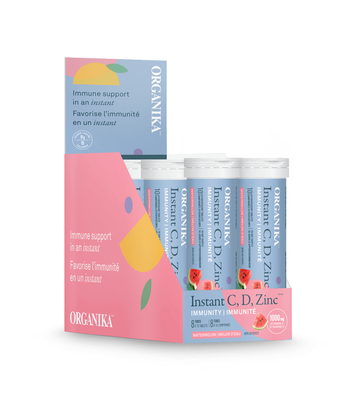Organika INSTANT VITAMIN C, D + ZINC WATERMELON 1000MG 10TAB BOX8