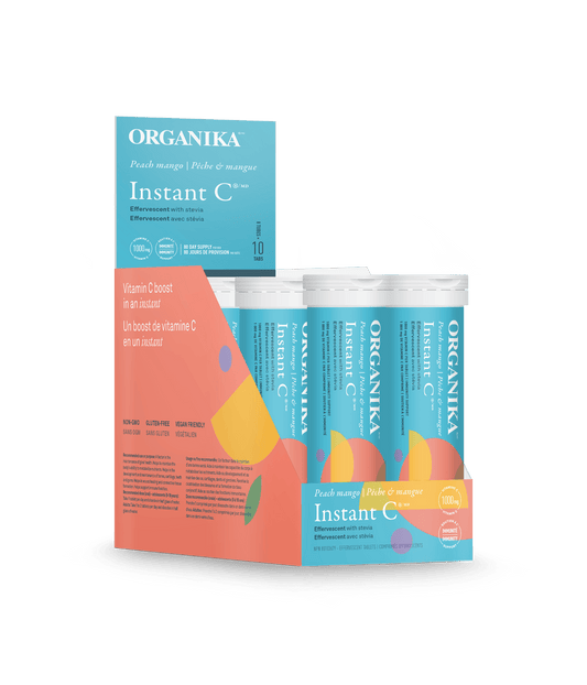 Organika   INSTANT VITAMIN C PEACH MANGO 1000MG 10TAB BOX8