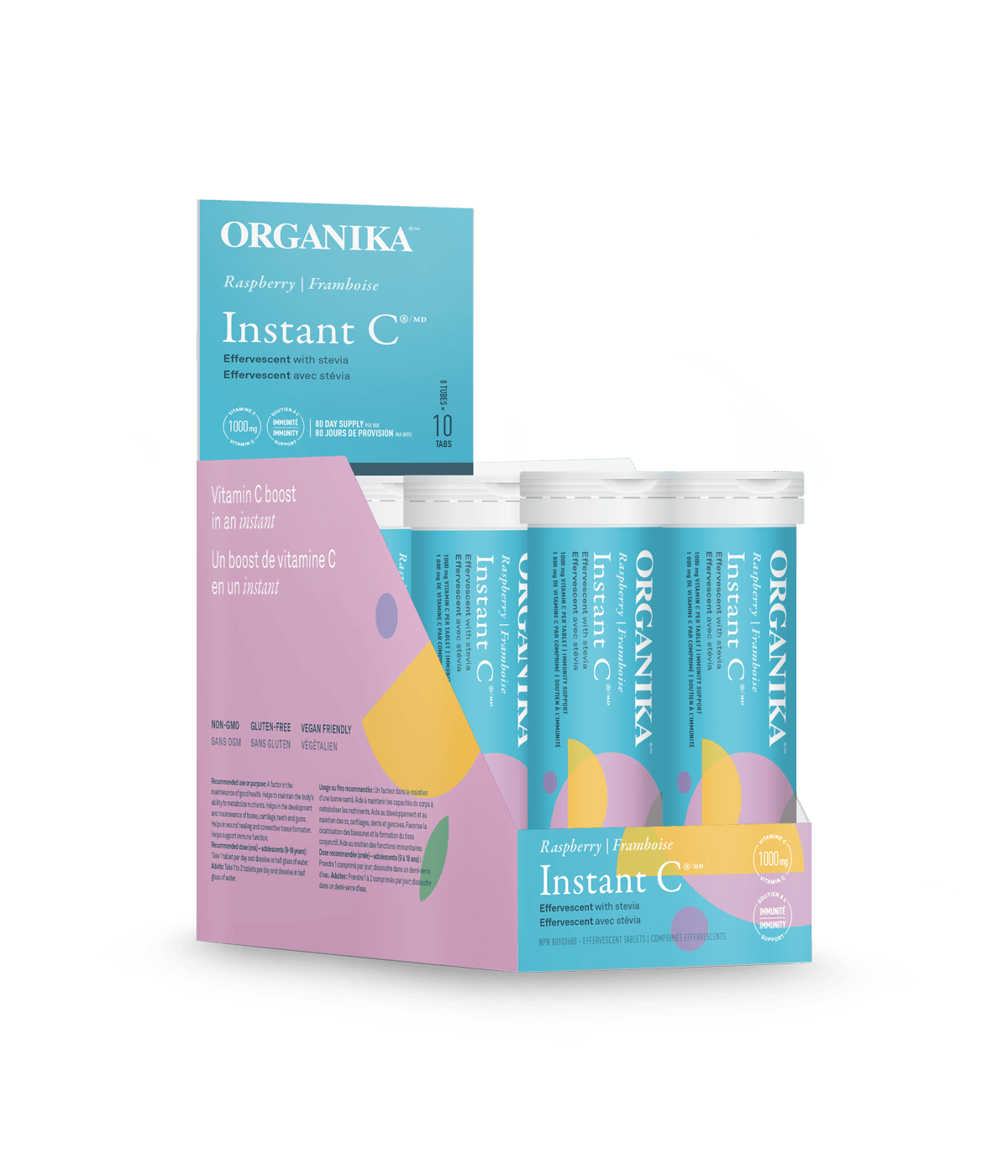 Organika INSTANT VITAMIN C RASPBERRY 1000MG 10TAB BOX8