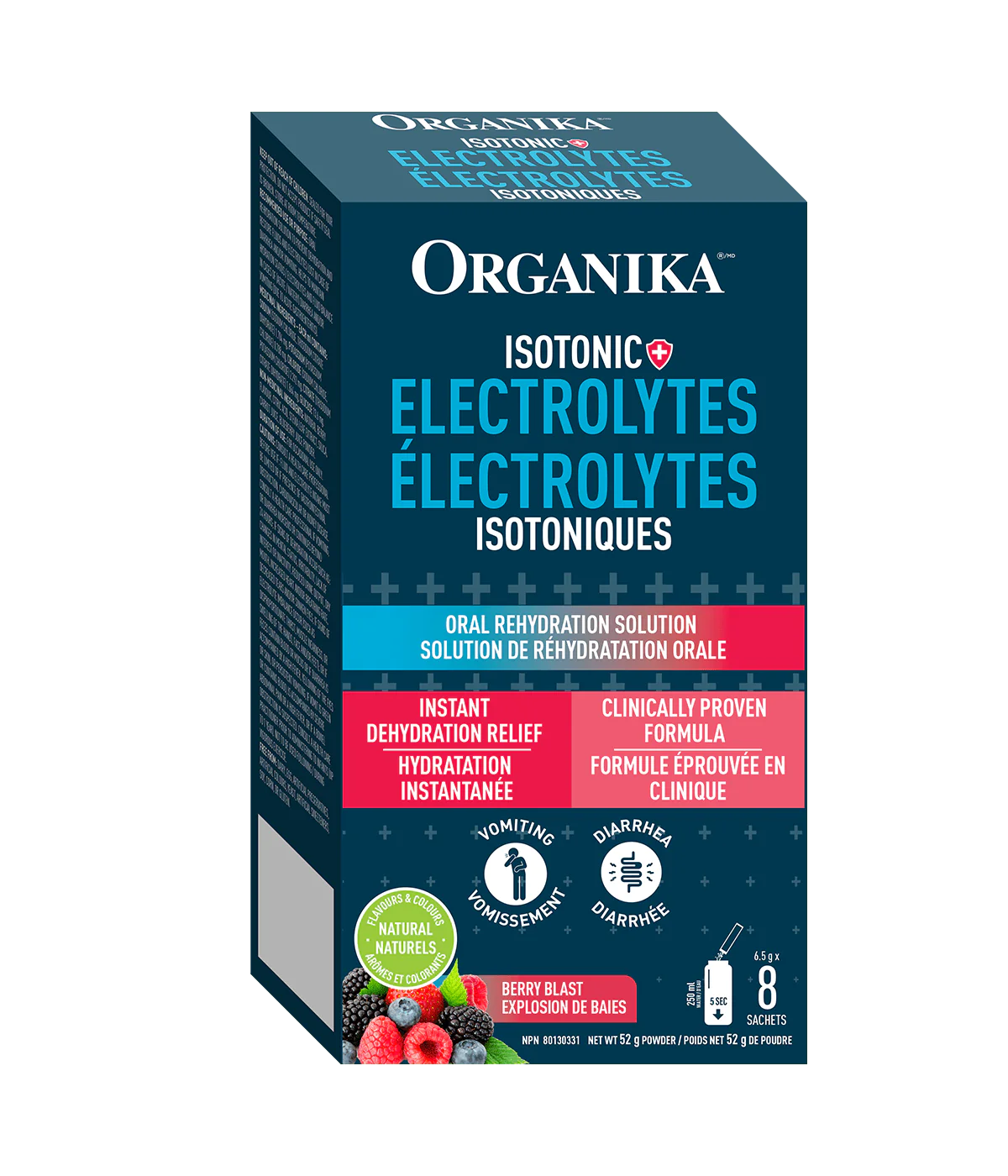 Organika ELECTROLYTES STICK PACK ISOTONIC FOR ADULTS BERRY BLAST DISPLAY 6.5G BOX8
