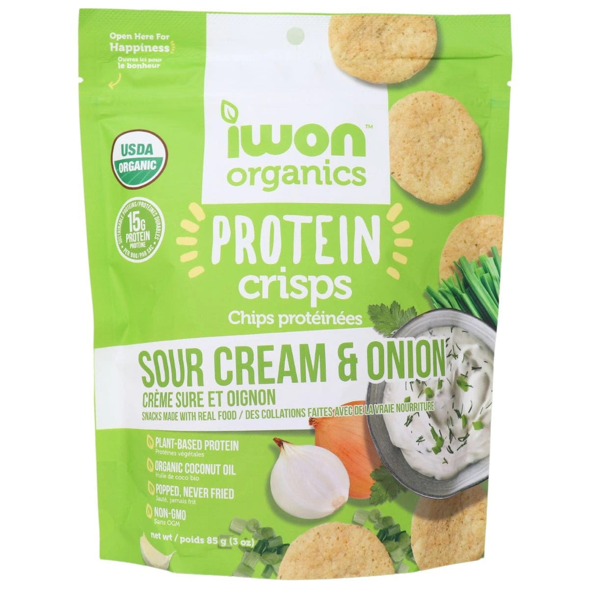 IWON Protein Crisps Sour Cream and Onion 85 g - Case of 8