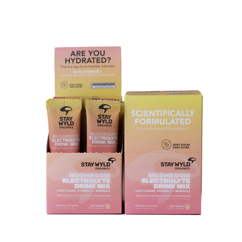 STAY WYLD ORGANICS LTD * Electrolyte Drink, Peach, 20 sticks/pk