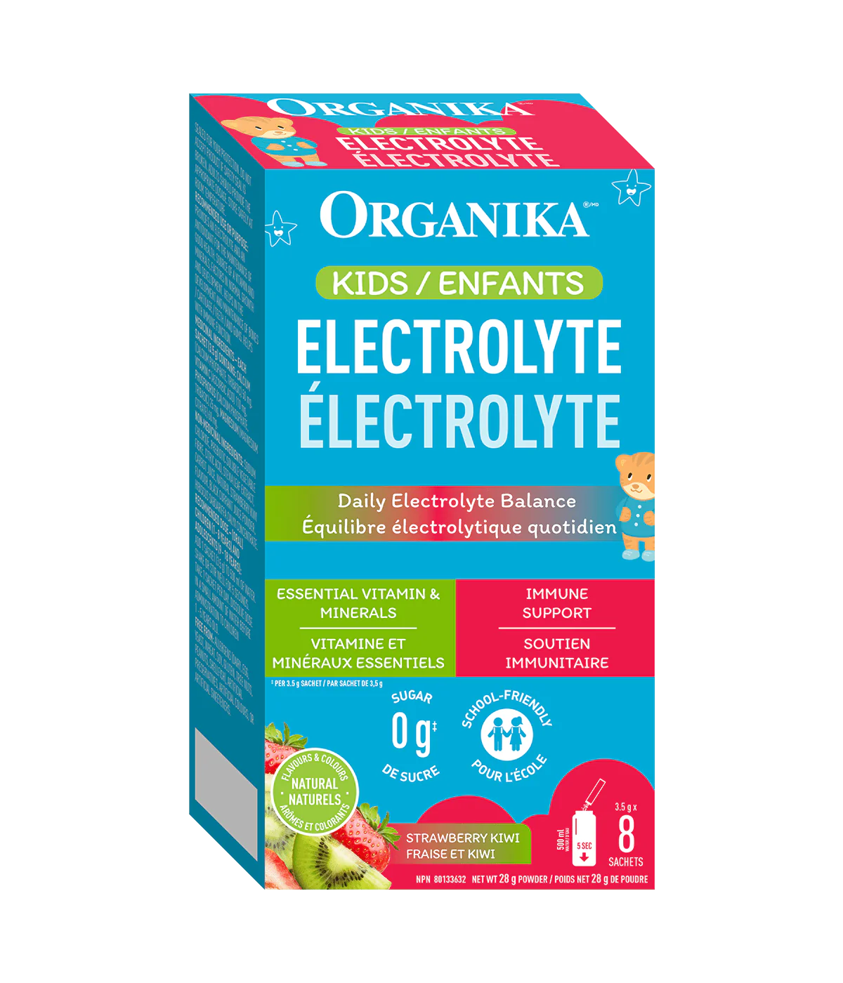Organika ELECTROLYTE STICK PACK KIDS STRAWBERRY KIWI DISPLAY BOX8
