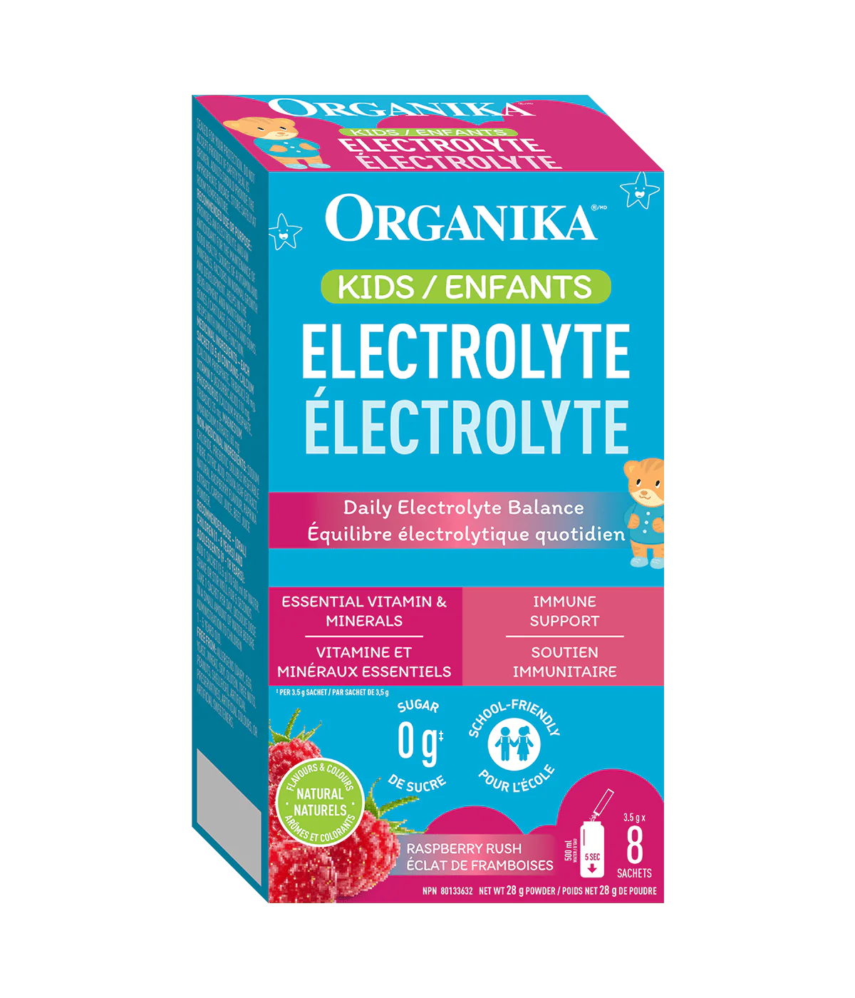 Organika ELECTROLYTE STICK PACK KIDS RASPBERRY RUSH BOX8