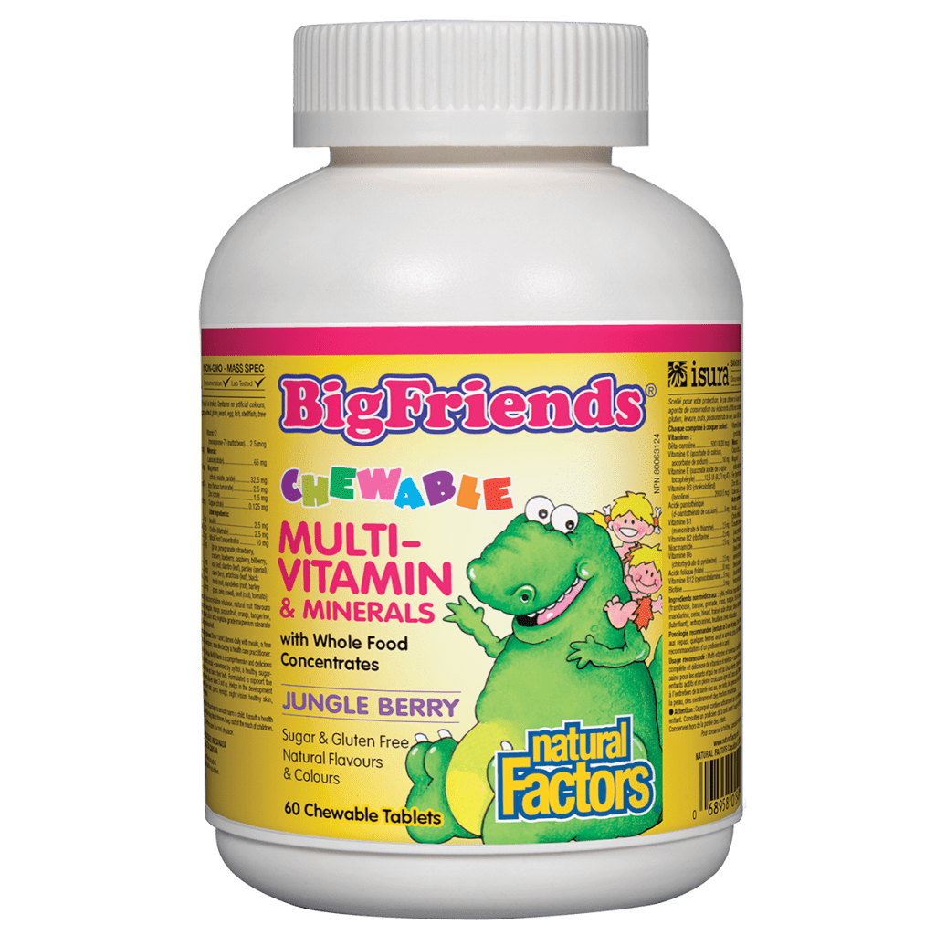 Natural Factors   Chewable Multivitamin & Minerals with Whole Food Concentrates, Jungle Berry Big Friends®   60 chewschews