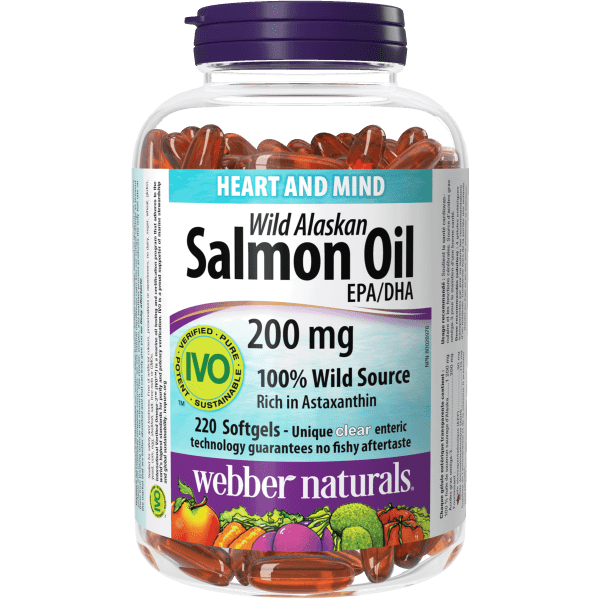 Webber Naturals - Wild Alaskan Salmon Oil EPA/DHA 200 mg - 220 Clear Enteric
Softgels