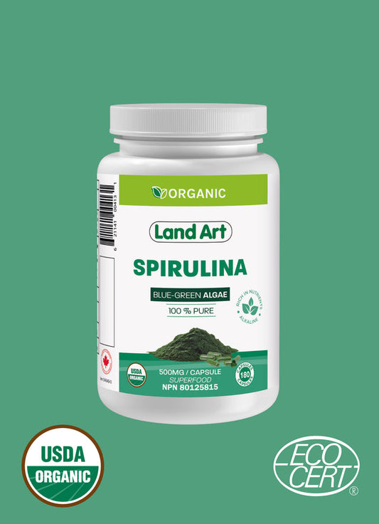 Land Art   Organic Spirulina Extra Caps 500mg 180caps