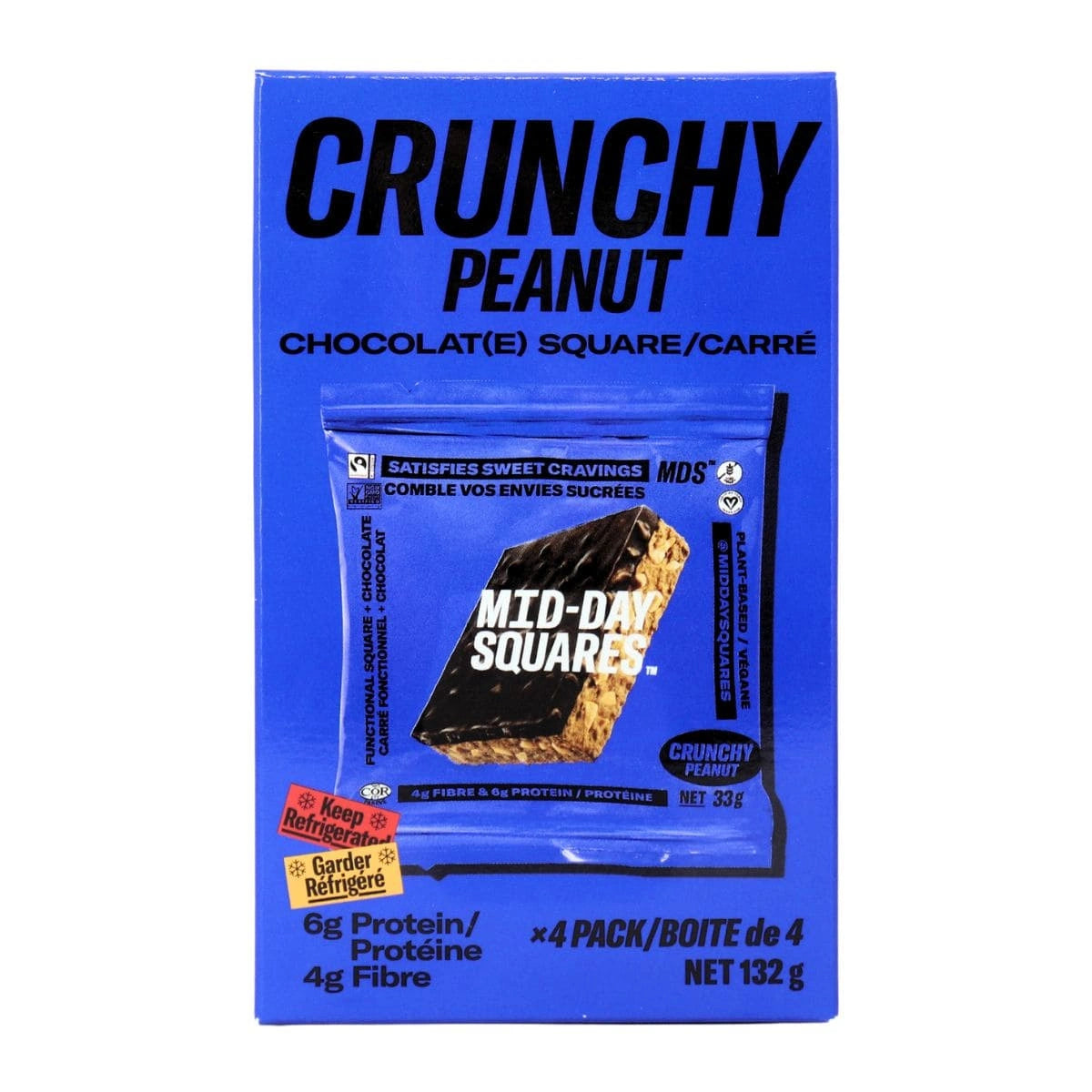 MID-DAY SQUARES - Crunchy Peanut Squares (4 pack) (NGM/vegan) 132g