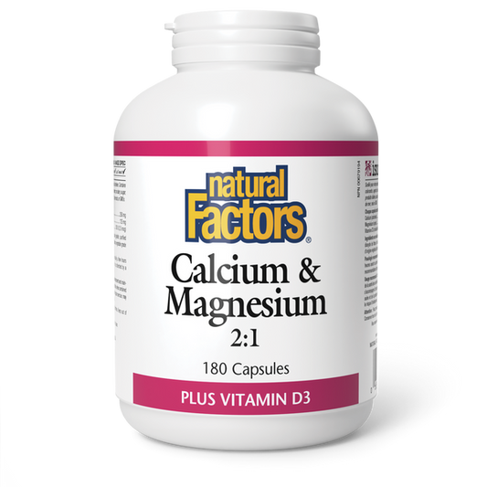 Natural Factors   Calcium & Magnesium 2:1 Plus Vitamin D3   180 capscaps