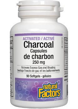 Natural Factors   Activated Charcoal Capsules 250 mg   90sgls