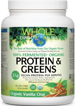 Natural Factors Fermented Organic Protein & Greens, Organic Vanilla Chai 656gpwd