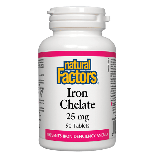 Natural Factors   Iron Chelate 25 mg   90 tabstabs