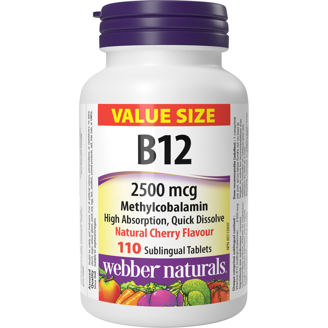 Webber Naturals - Vitamin B12 Methylcobalamin 2500 mcg Value Size - 110 Sublingual Tablets