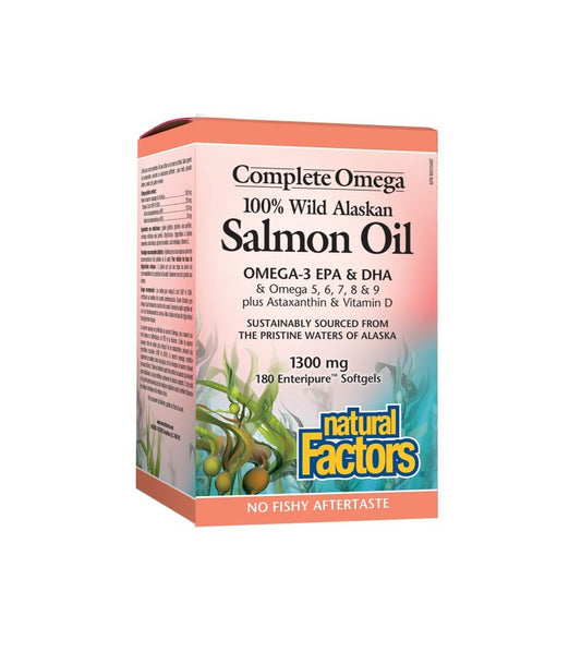 Natural Factors   100% Wild Alaskan Salmon Oil 1300 mg, Complete Omega   180 ep sglsep sgls