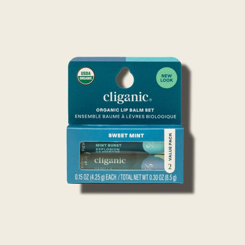CLIGANIC Sweet Mint Lip Balm, 2pk