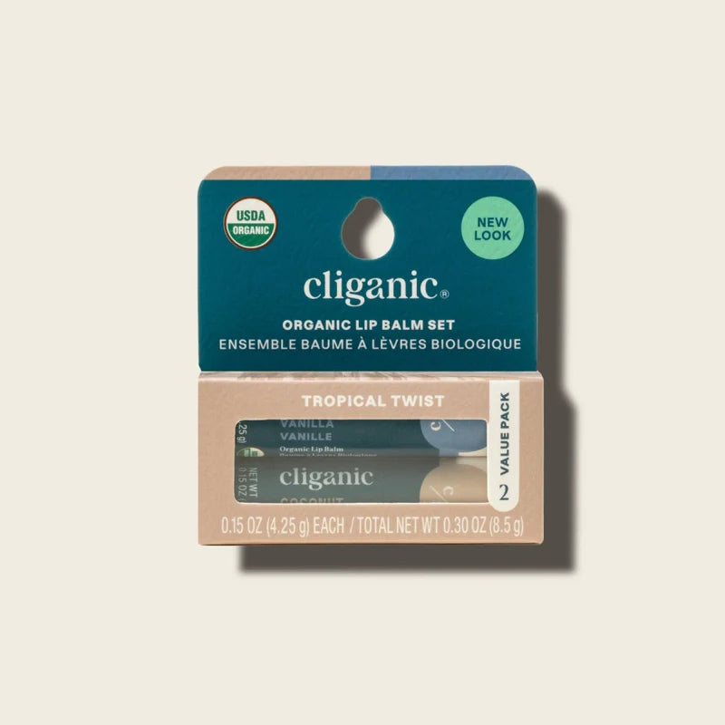 CLIGANIC Tropical Twist Lip Balm, 2pk