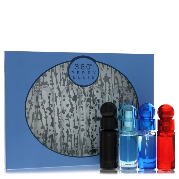 Perry Ellis Men Perry Ellis 360 -- Gift Set - Four piece Travel Gift Set Includes .25 oz Mini EDT Spray of each. 360 Black, 360 For Men, 360 Very Blue, 360 Red.