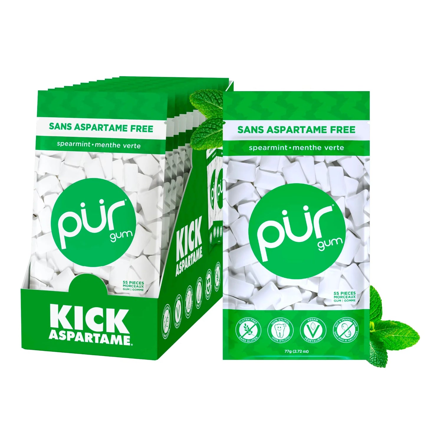 PUR GB-Spearmint, 55ct, 12/tray