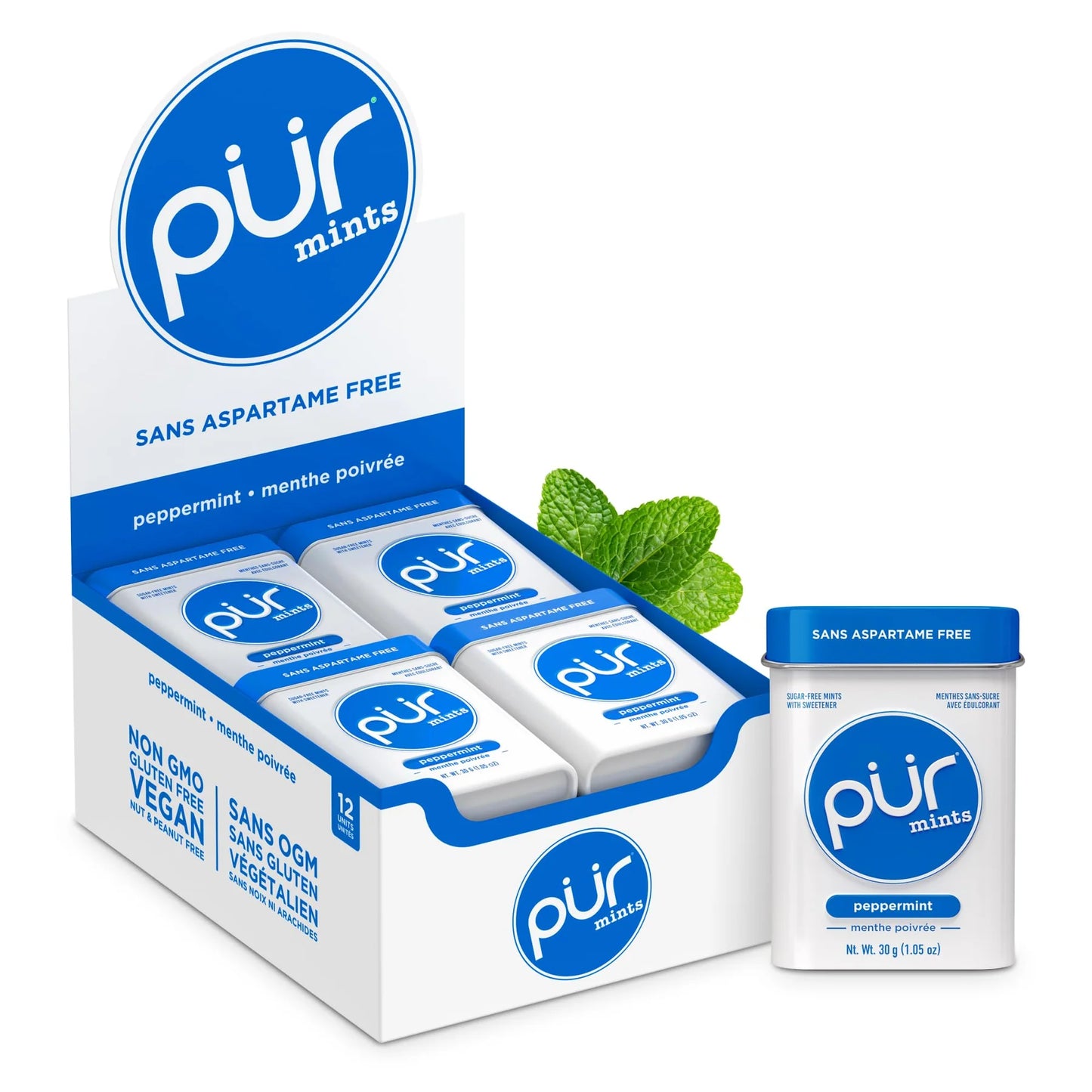PUR Mints-Peppermint,30ct,12/tray