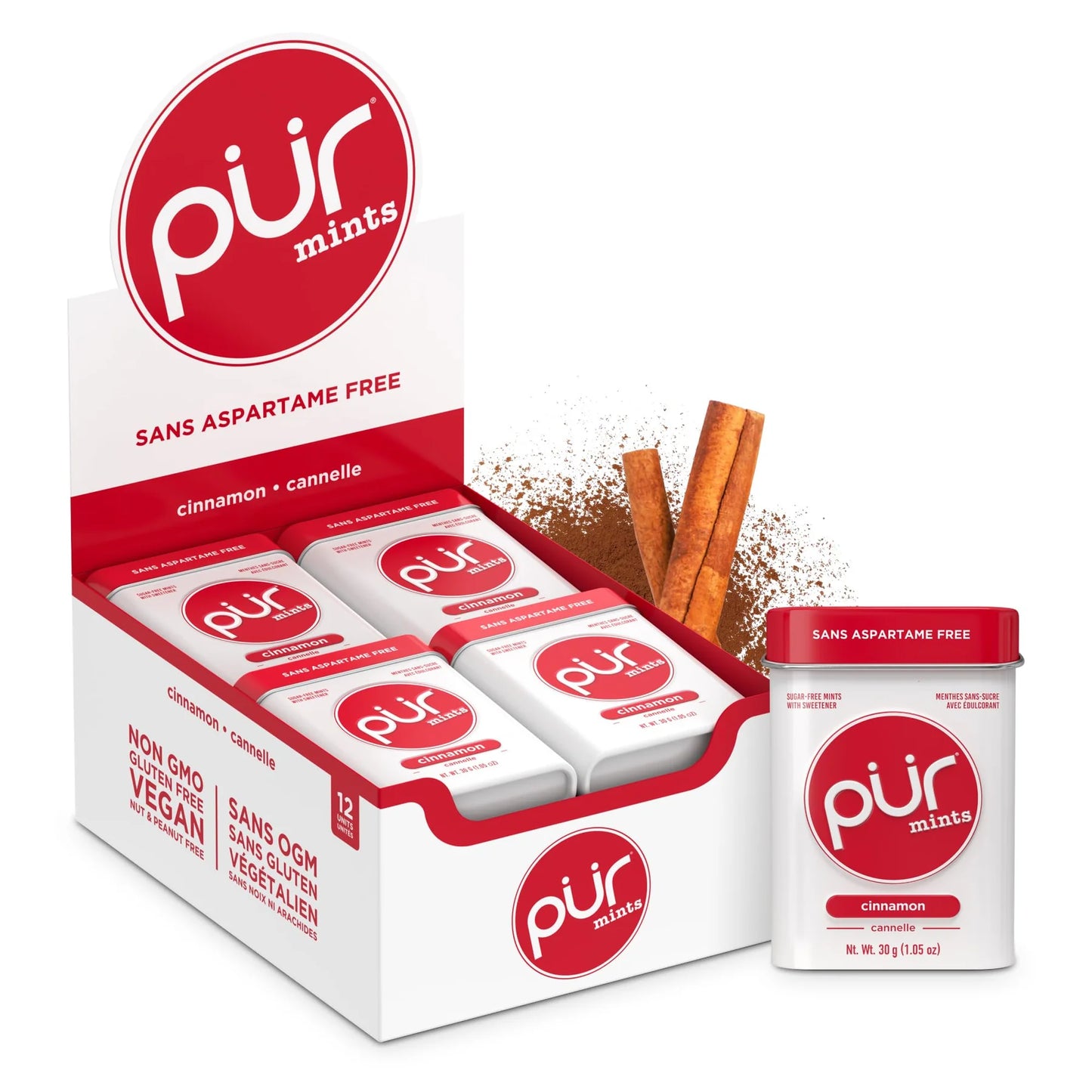 PUR Mints-Cinnamon,30ct,12/tray