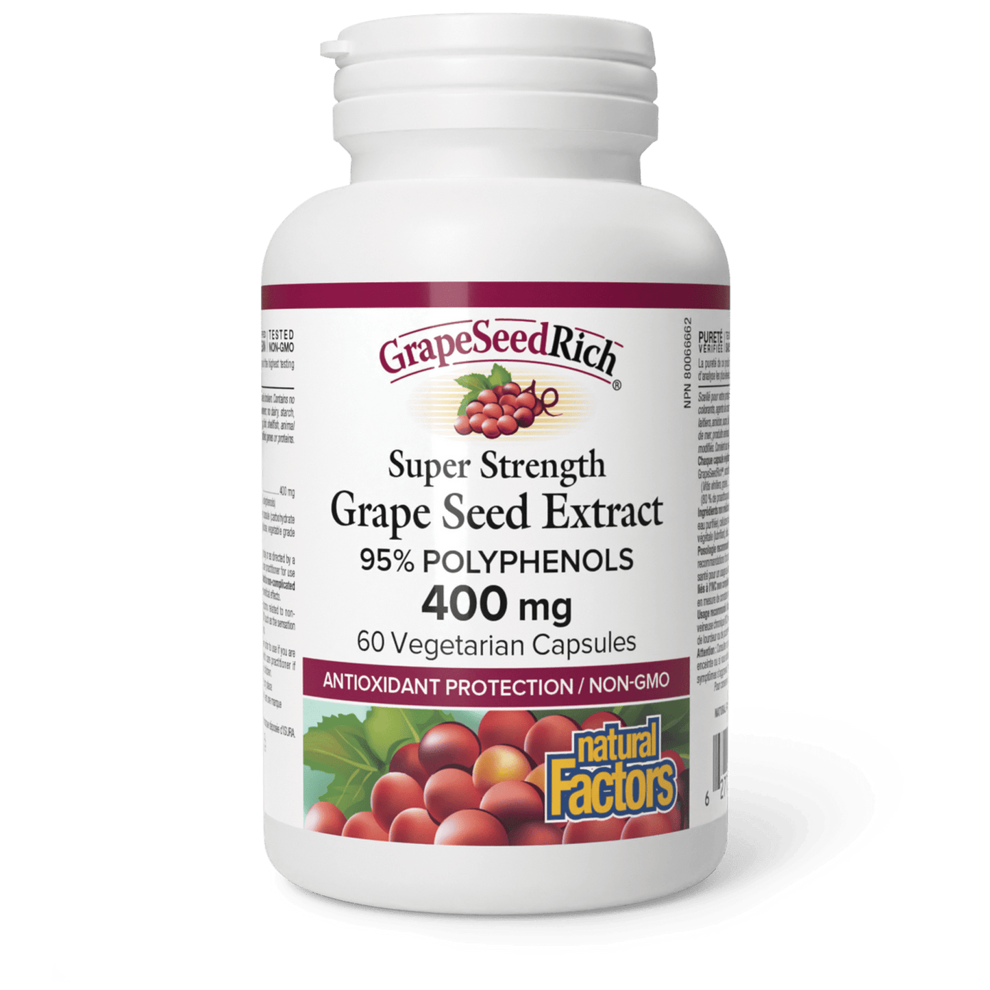 Natural Factors GrapeSeedRich Super Strength Grape Seed Extract 400 m 60 vcapsvcaps
