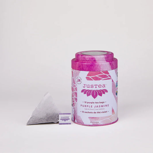 JUSTEA -  Purple Jasmine, Purple Tea,  Tea Bags   (tin)    24g