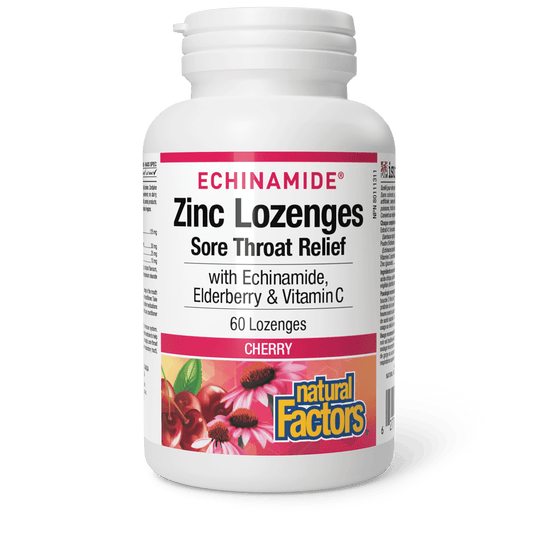 Natural Factors   Zinc Lozenges with Echinamide, Elderberry & Vitamin C, Cherry   60loz