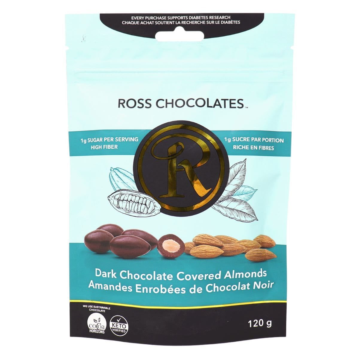 ROSS CHOCOLATES Dark Chocolate Covered Almonds120g