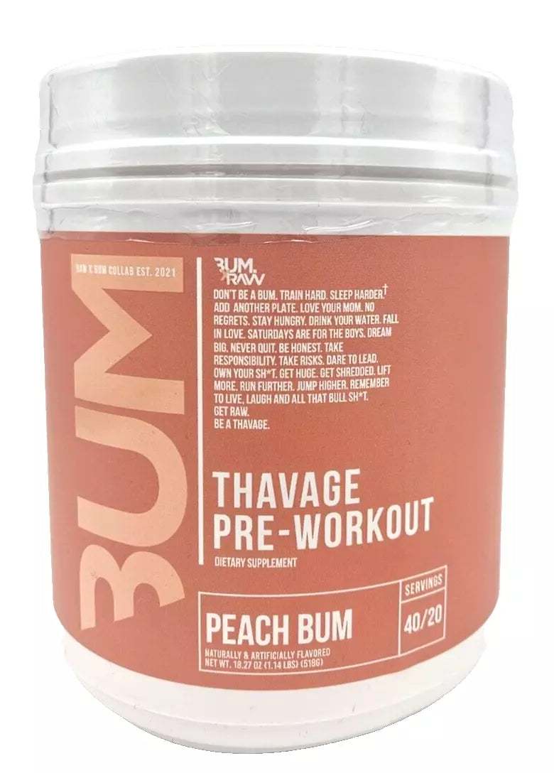 Raw Nutrition - CBUM Thavage Pre-workout Peach Bum 40 Servings