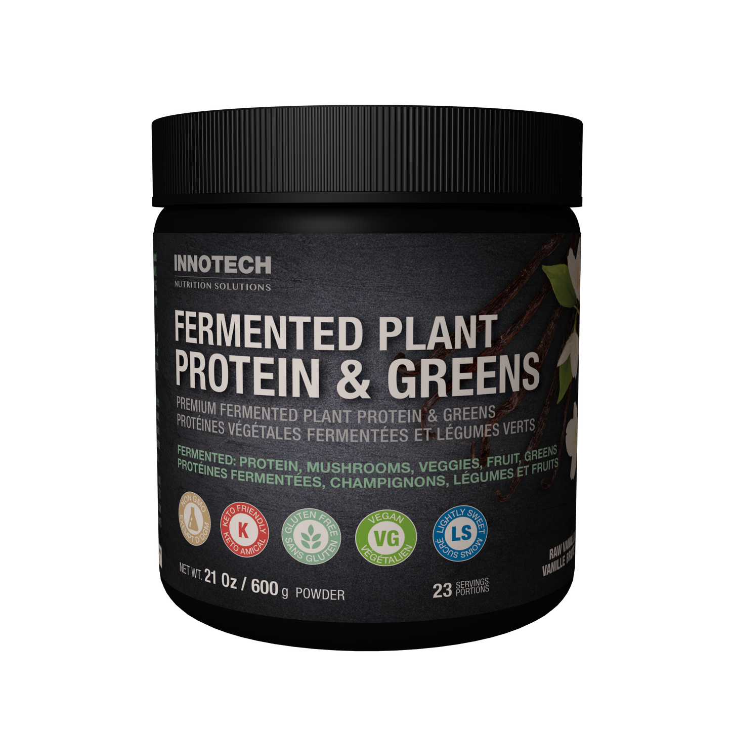 Innotech - Fermented Plant Protein & Greens Vanilla, Lightly Sweetened - 600 g