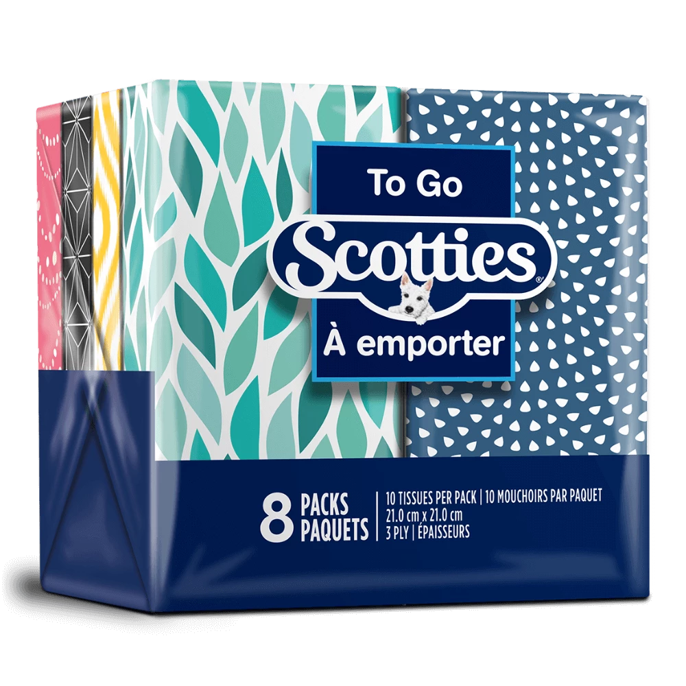 SCOTTIES FACE TISSUE TO GO 8X10 pack of 12