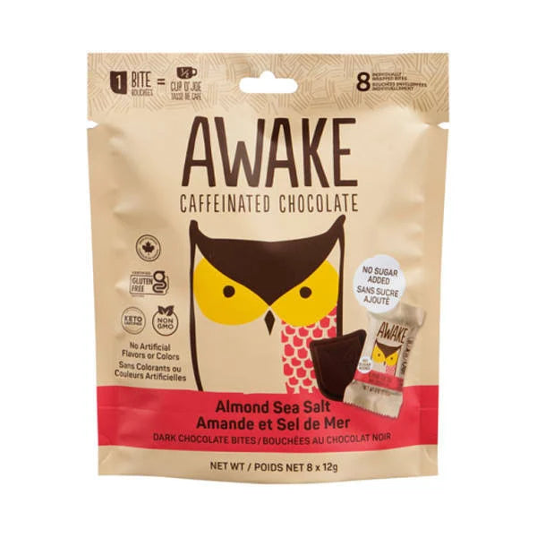 AWAKE Chocolate - Dark Chocolate Almond Sea Salt - 8 x 96g