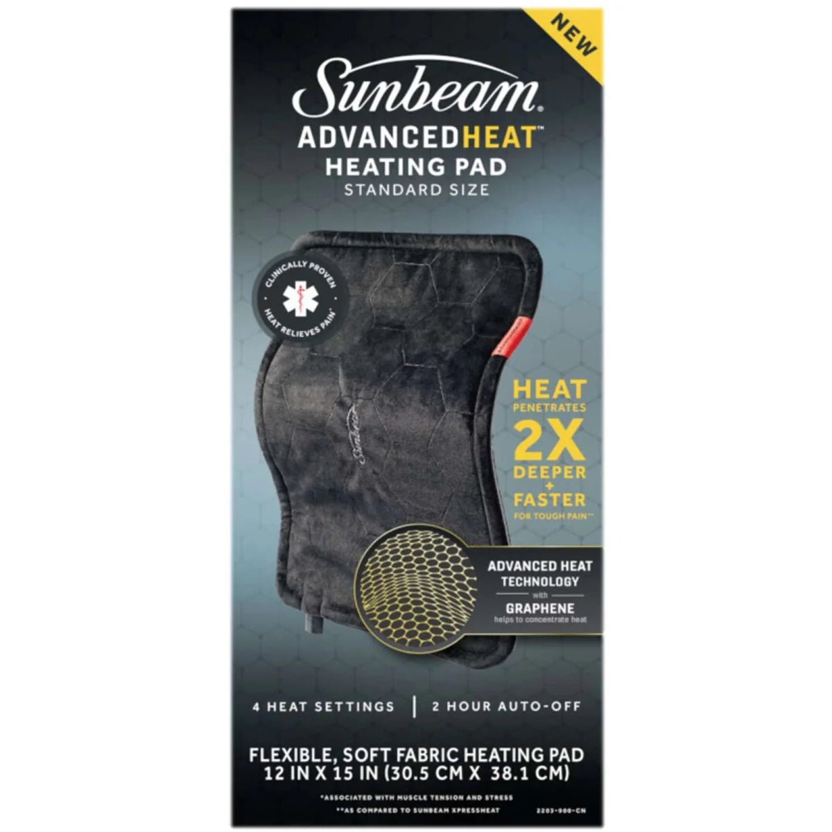 SUNBEAM ADVANCEDHEAT HEATING PAD STD pack of 4