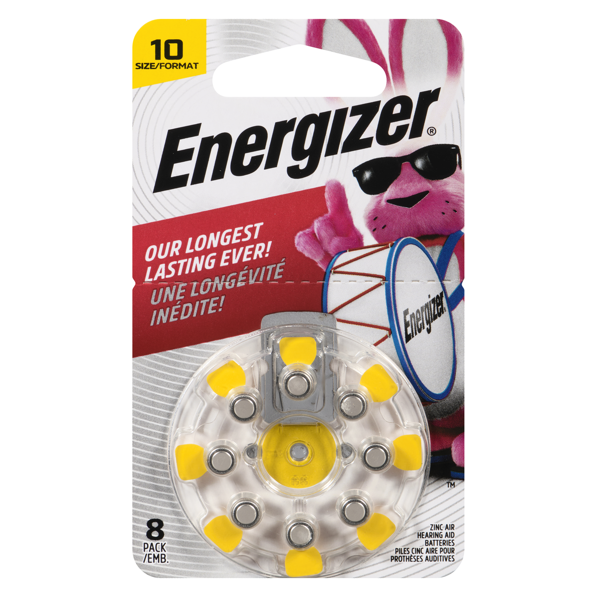 ENERGIZER BATTERIES HEARING AID SIZE 10 YEL TAB 8