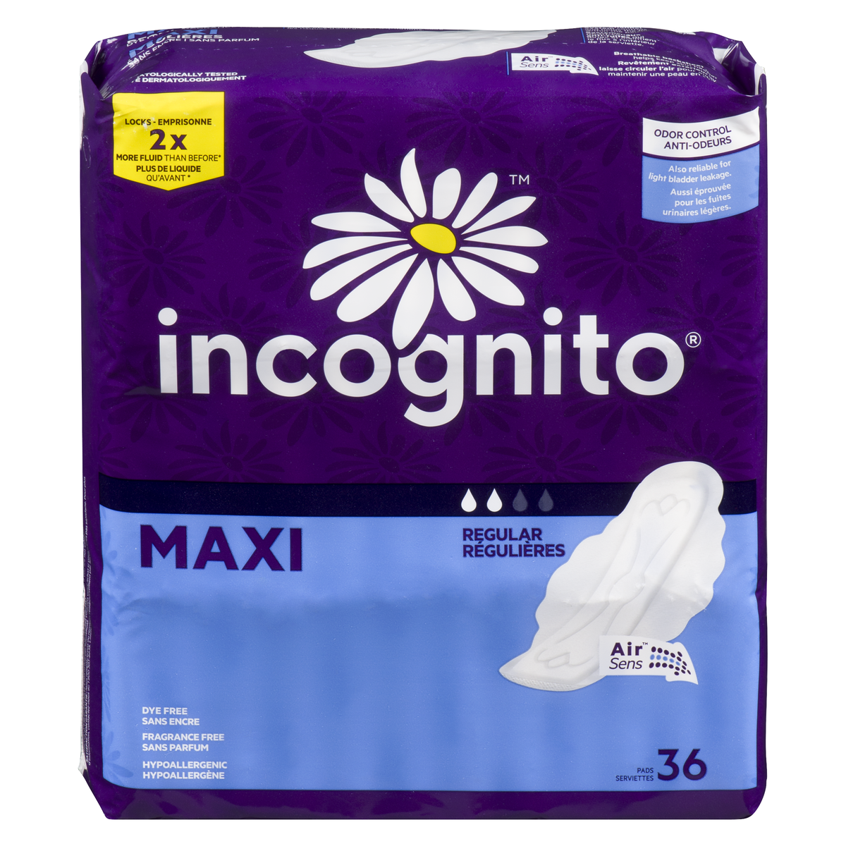 INCOGNITO MAXI RG WINGS UNSCENTED 36 pack of 4