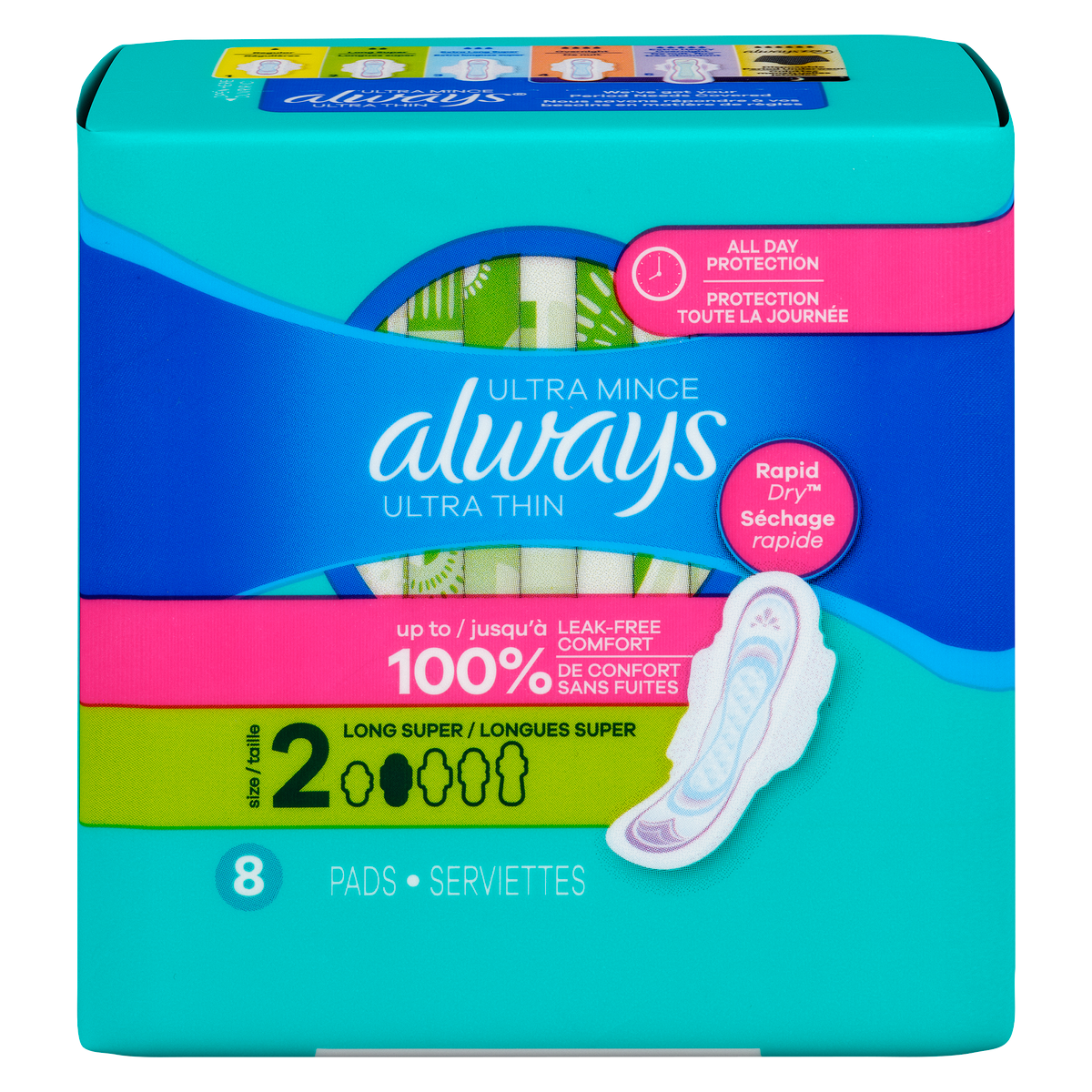ALWAYS ULTRA SIZE 2 UNSCENTED 8 pack of 8