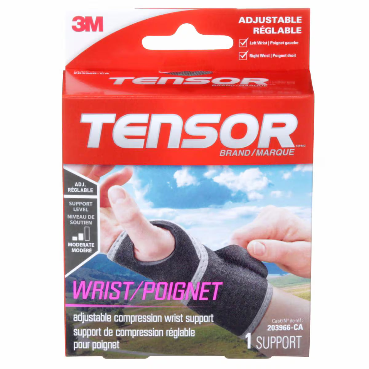 TENSOR COMPRESSION WRIST SUPPORT ADJUSTABLE BLACK