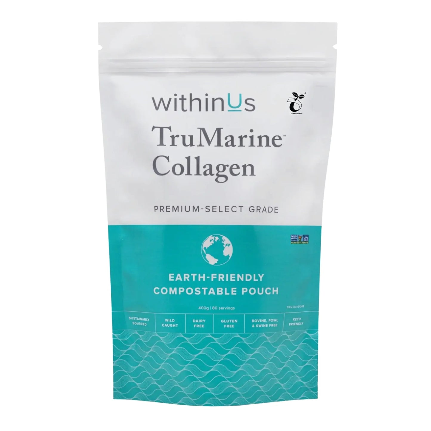 withinUs TruMarine Collagen Compostable Bag 400g