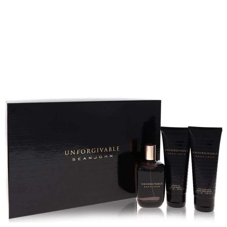 Sean John Men Unforgivable -- Gift Set - 4.2 oz Eau De Toilette Spray + 3.4 oz Shower Gel + 3.4 oz After Shave Balm
