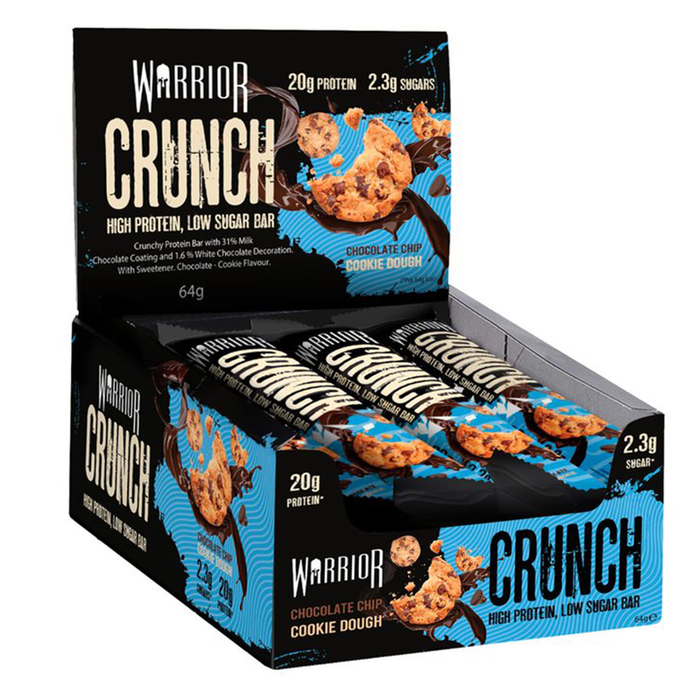 WARRIOR CRUNCH BAR 64g - 12/box CHOCOLATE CHIP COOKIE DOUGH