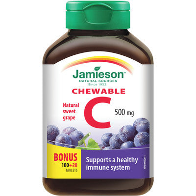 Jamieson JMS Vit. C 500mg Chew - Grape Flavour 100's+20's Free 100+20Flavour 100's+20's
