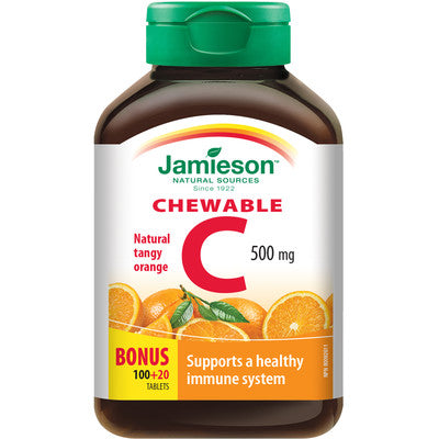 Jamieson JMS Vit. C 500mg Chew - Tangy Orange 100's+20's Free 100+20Chewable Tablets